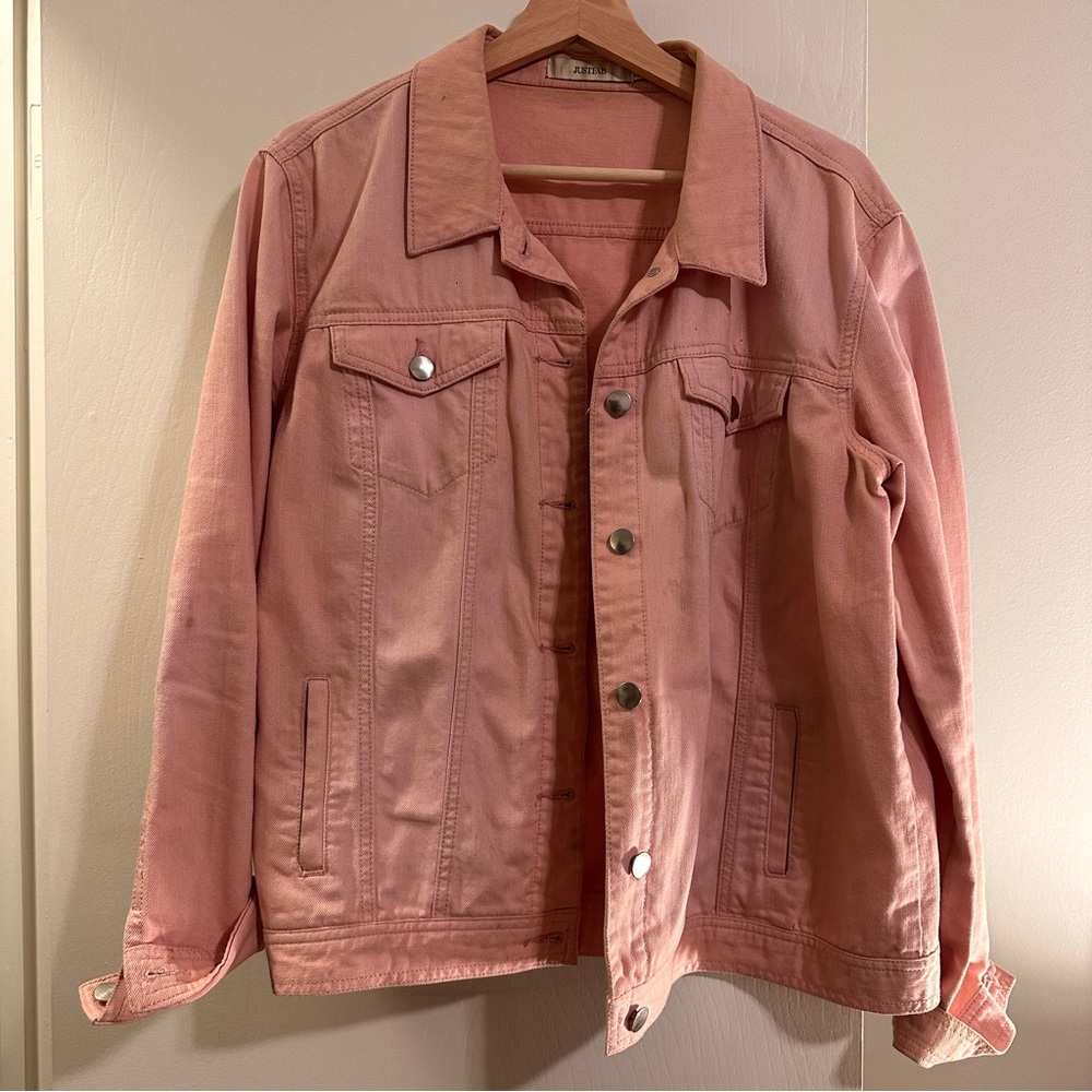 JustFab pink denim jacket size XL - Picture 1 of 3